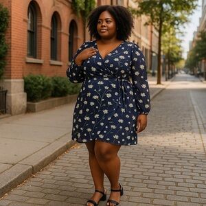 Cato | Plus Size Floral Mesh Wrap Dress Size 18/20